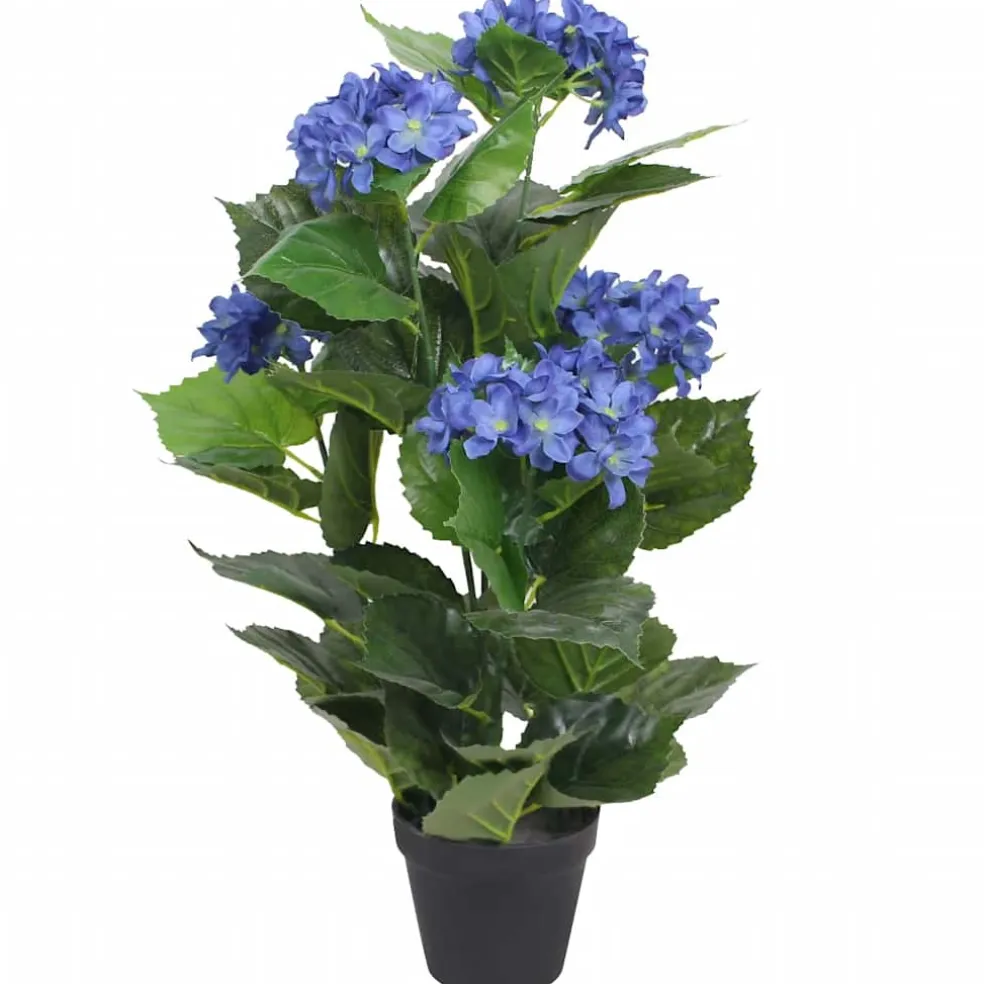 vidaXL Kunst hortensia plant met pot 60 cm blauw