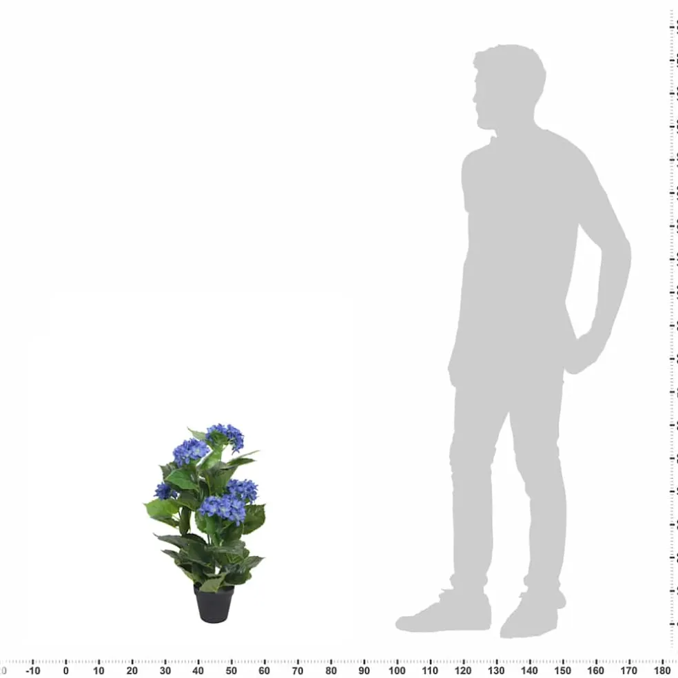 vidaXL Kunst hortensia plant met pot 60 cm blauw
