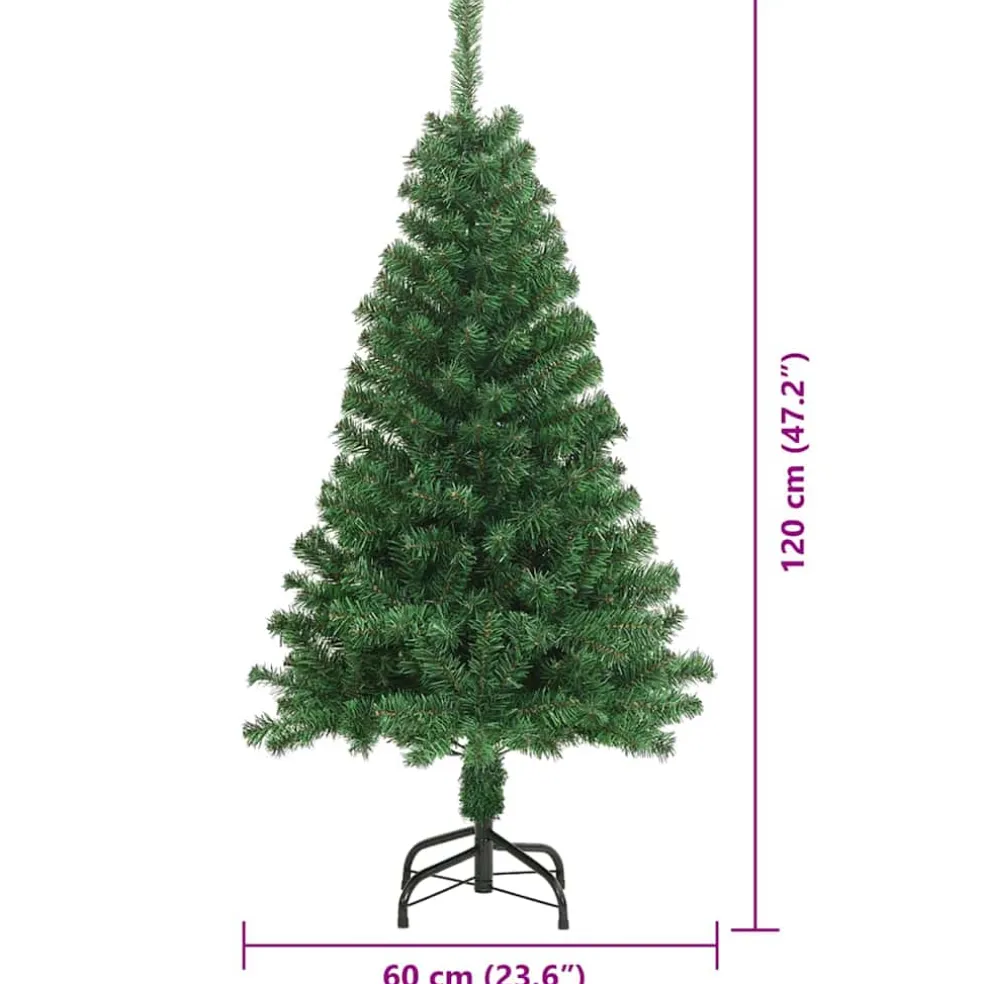 vidaXL Kunstkerstboom Groen 120 cm PVC en Staal en Kunststof