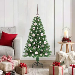 vidaXL Kunstkerstboom Groen 120 cm PVC en Staal en Kunststof