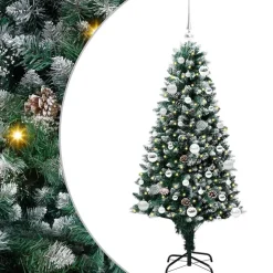 vidaXL Kunstkerstboom Groen 150 cm PVC en Staal en Kunststof