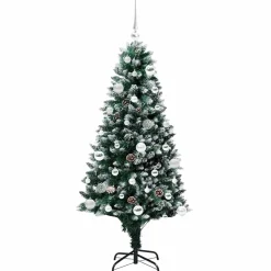 vidaXL Kunstkerstboom Groen 150 cm PVC en Staal en Kunststof