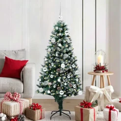 vidaXL Kunstkerstboom Groen 150 cm PVC en Staal en Kunststof