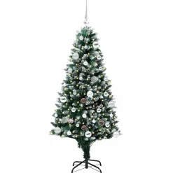 vidaXL Kunstkerstboom Groen 150 cm PVC en Staal en Kunststof