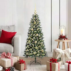 vidaXL Kunstkerstboom Groen 120 cm PVC en Plastic en Staal