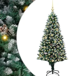 vidaXL Kunstkerstboom Groen 150 cm PVC en Staal en Kunststof