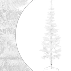 vidaXL Kunstkerstboom half met standaard smal 120 cm wit