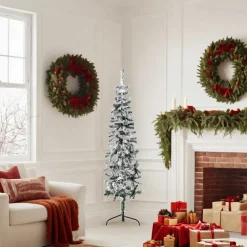 vidaXL Kunstkerstboom half met sneeuw smal 150 cm