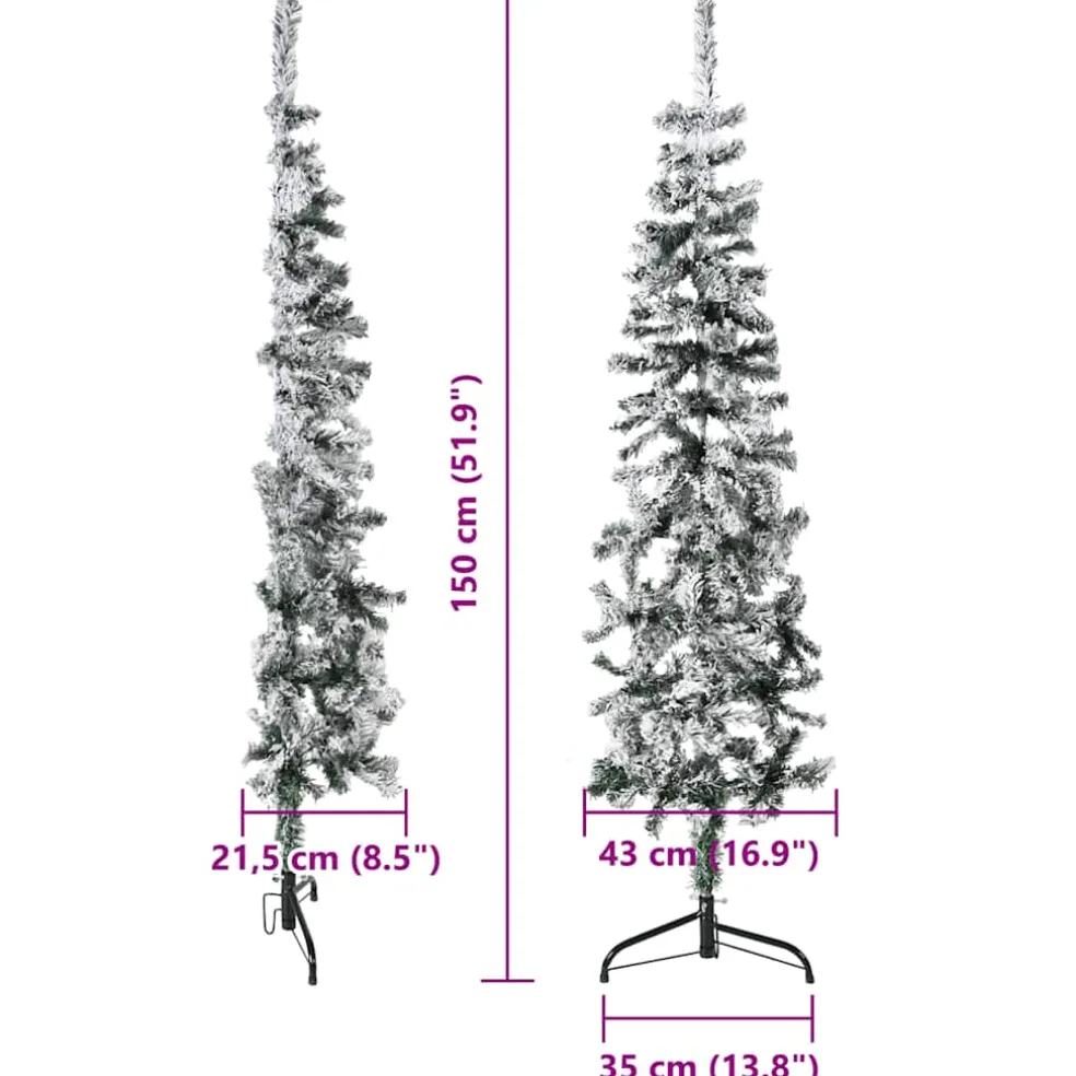vidaXL Kunstkerstboom half met sneeuw smal 150 cm