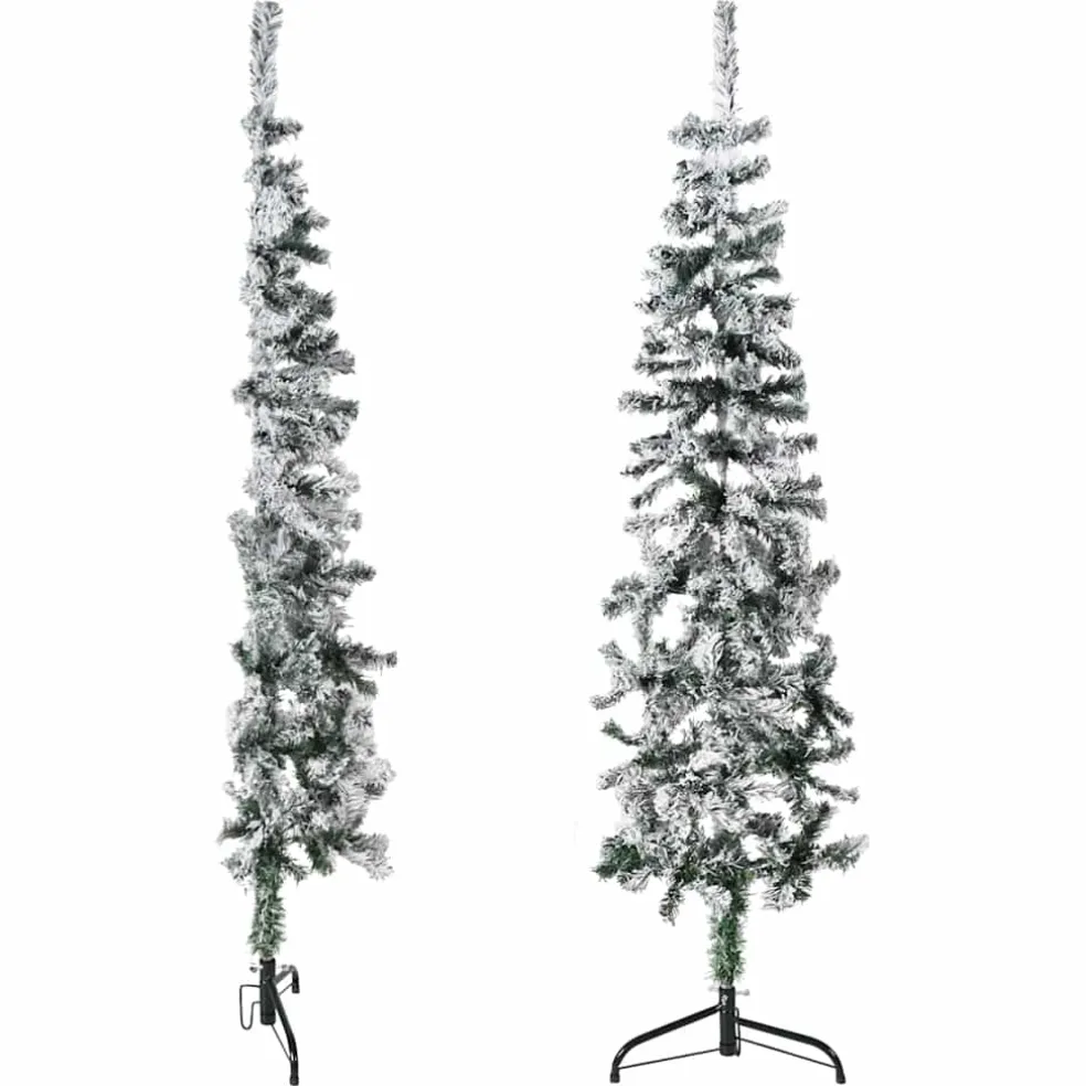 vidaXL Kunstkerstboom half met sneeuw smal 150 cm