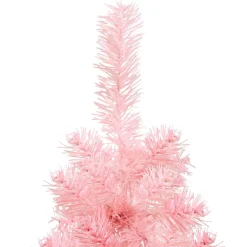 vidaXL Kunstkerstboom half met standaard smal 120 cm roze