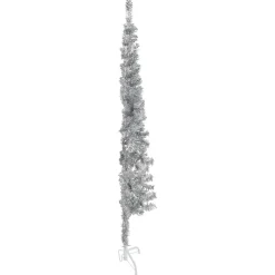 vidaXL Kunstkerstboom half met standaard smal 120 cm zilverkleurig