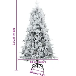 vidaXL Kunst Kerstboom met Geveerde Takken, Sneeuw Bedekt Wit 120 cm