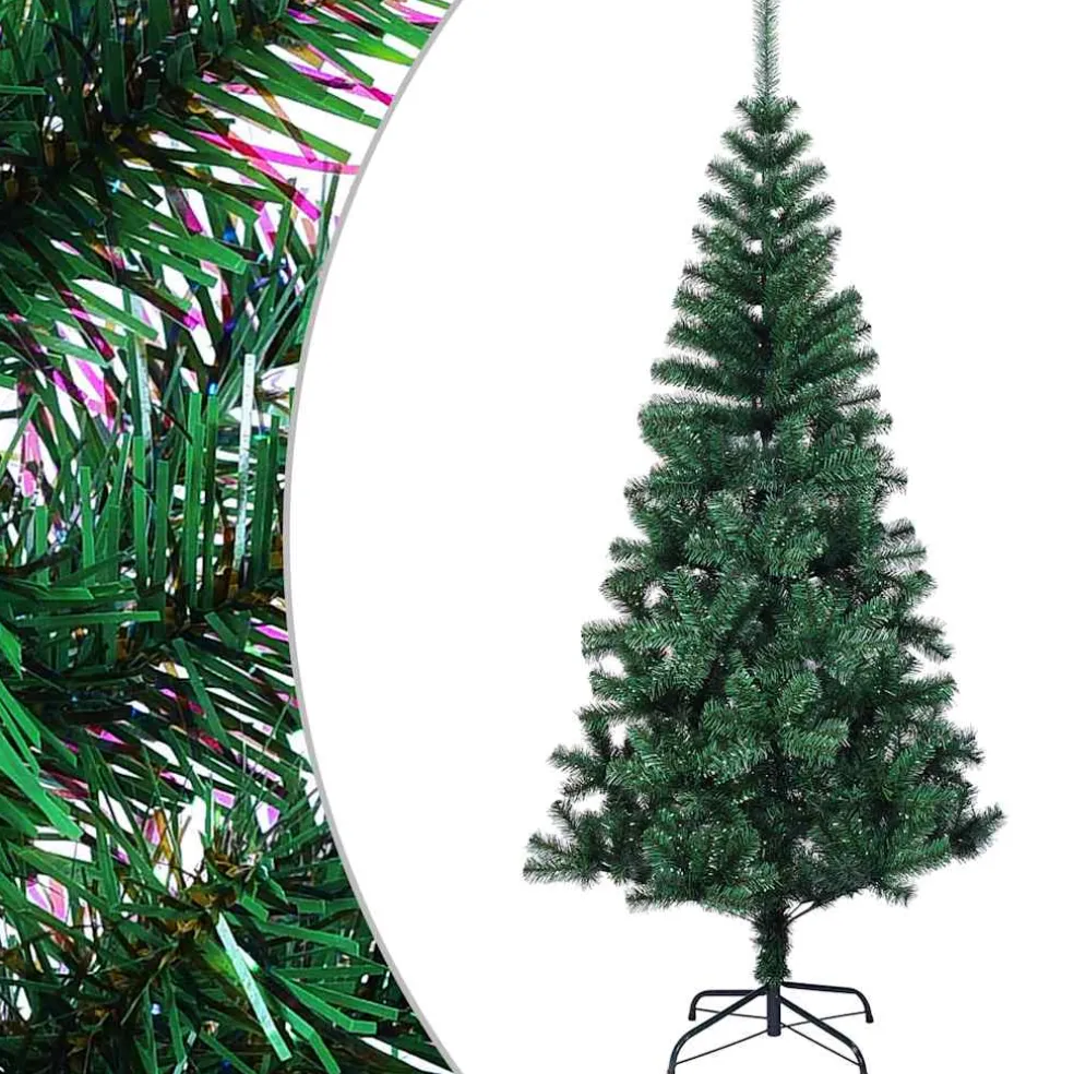 vidaXL Kunstkerstboom met iriserende uiteinden 120 cm PVC groen