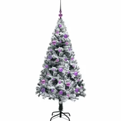 vidaXL Kunstkerstboom met 150 LED Wit 150 cm PVC en Staal en Kunststof