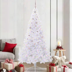 vidaXL Kunstkerstboom met 300 LED Wit 210 cm PVC en staal