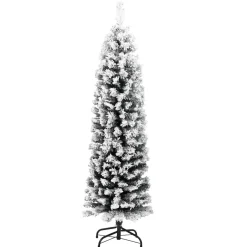 vidaXL Kunstkerstboom met sneeuw smal 150 cm PVC groen
