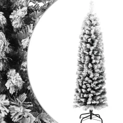 vidaXL Kunstkerstboom met sneeuw smal 150 cm PVC groen