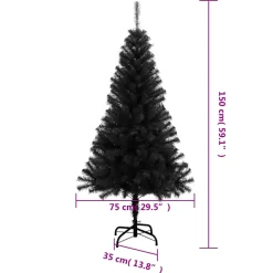vidaXL Kunstkerstboom met standaard 150 cm PVC zwart