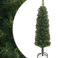 vidaXL Kunstkerstboom met standaard smal 150 cm PVC groen