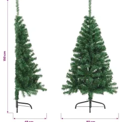 vidaXL Kunstkerstboom met standaard half 150 cm PVC groen