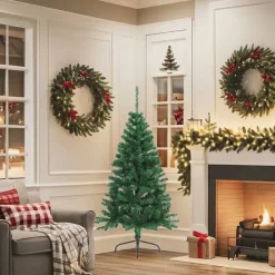 vidaXL Kunstkerstboom met standaard half 150 cm PVC groen