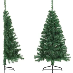 vidaXL Kunstkerstboom met standaard half 150 cm PVC groen