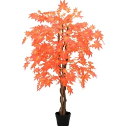 vidaXL Kunstmatige Ahornboom Rood 80 x 16 x 120 cm Stof en Hout