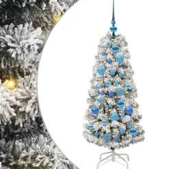 vidaXL Kunstmatige Inklapbare Kerstboom 150 LED's Groen en Wit 120 cm