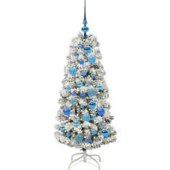 vidaXL Kunstmatige Inklapbare Kerstboom 150 LED's Groen en Wit 120 cm