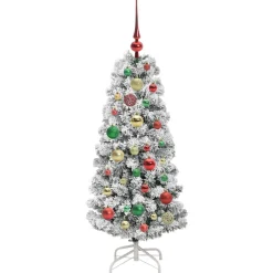 vidaXL Kunstmatige Inklapbare Kerstboom 150 LED's Groen en Wit 120 cm