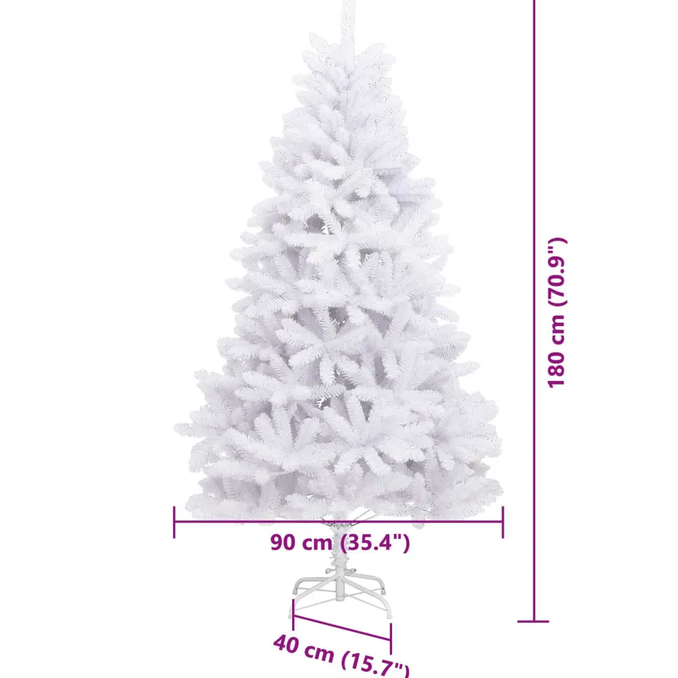 vidaXL Kunstmatige Inklapbare Kerstboom Wit 180 cm PVC en staal