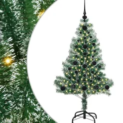 vidaXL Kunstmatige Kerstboom Sneeuw Gevlochten met LED Licht 120 cm