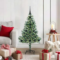 vidaXL Kunstmatige Kerstboom Sneeuw Gevlochten met LED Licht 120 cm