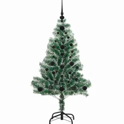vidaXL Kunstmatige Kerstboom Sneeuw Gevlochten met LED Licht 120 cm