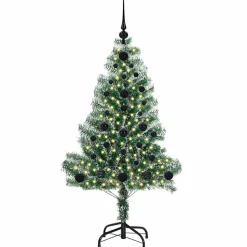 vidaXL Kunstmatige Kerstboom Sneeuw Gevlochten met LED Licht 120 cm