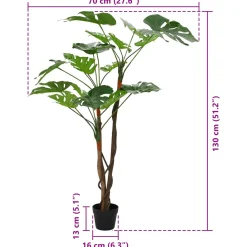 vidaXL Kunstmatige Monstera Plant Groen 70 x 16 x 130 cm Stof en Hout
