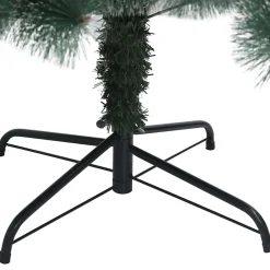 vidaXL Kunstmatige voorverlichte kerstboom met bollen set Groen 120 cm