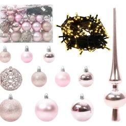 vidaXL Kunstmatige voorverlichte kerstboom met bollen set Groen 120 cm