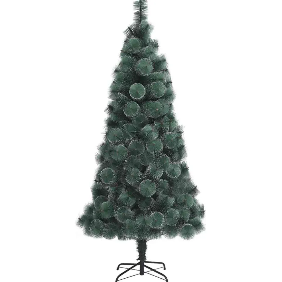 vidaXL Kunstmatige voorverlichte kerstboom met bollen set Groen 120 cm