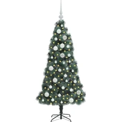 vidaXL Kunstmatige Voorverlichte Kerstboom met Ballenset Groen 120 cm