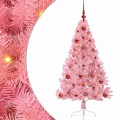 vidaXL Kunstmatig Voorverlicht Kerstboom met 150 LED Roze 120 cm PVC