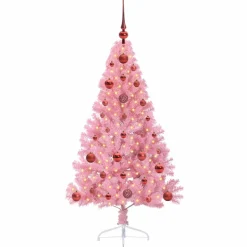 vidaXL Kunstmatig Voorverlicht Kerstboom met 150 LED Roze 120 cm PVC