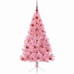 vidaXL Kunstmatig Voorverlicht Kerstboom met 150 LED Roze 120 cm PVC