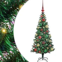 vidaXL Kunstmatig Voorverlicht Kerstboom Groen 120 cm PVC en Metaal