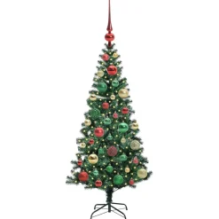 vidaXL Kunstmatig Voorverlicht Kerstboom Groen 120 cm PVC en Metaal