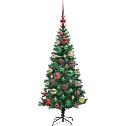 vidaXL Kunstmatig Voorverlicht Kerstboom Groen 120 cm PVC en Metaal