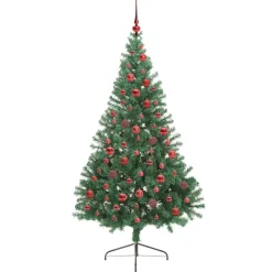 vidaXL Kunstmatig Voorverlicht Kerstboom met 300 LED Groen 180 cm PVC