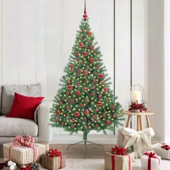 vidaXL Kunstmatig Voorverlicht Kerstboom met 300 LED Groen 180 cm PVC