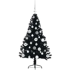 vidaXL Kunstmatig Voorverlicht Kerstboom met 150 LED Zwart 120 cm PVC